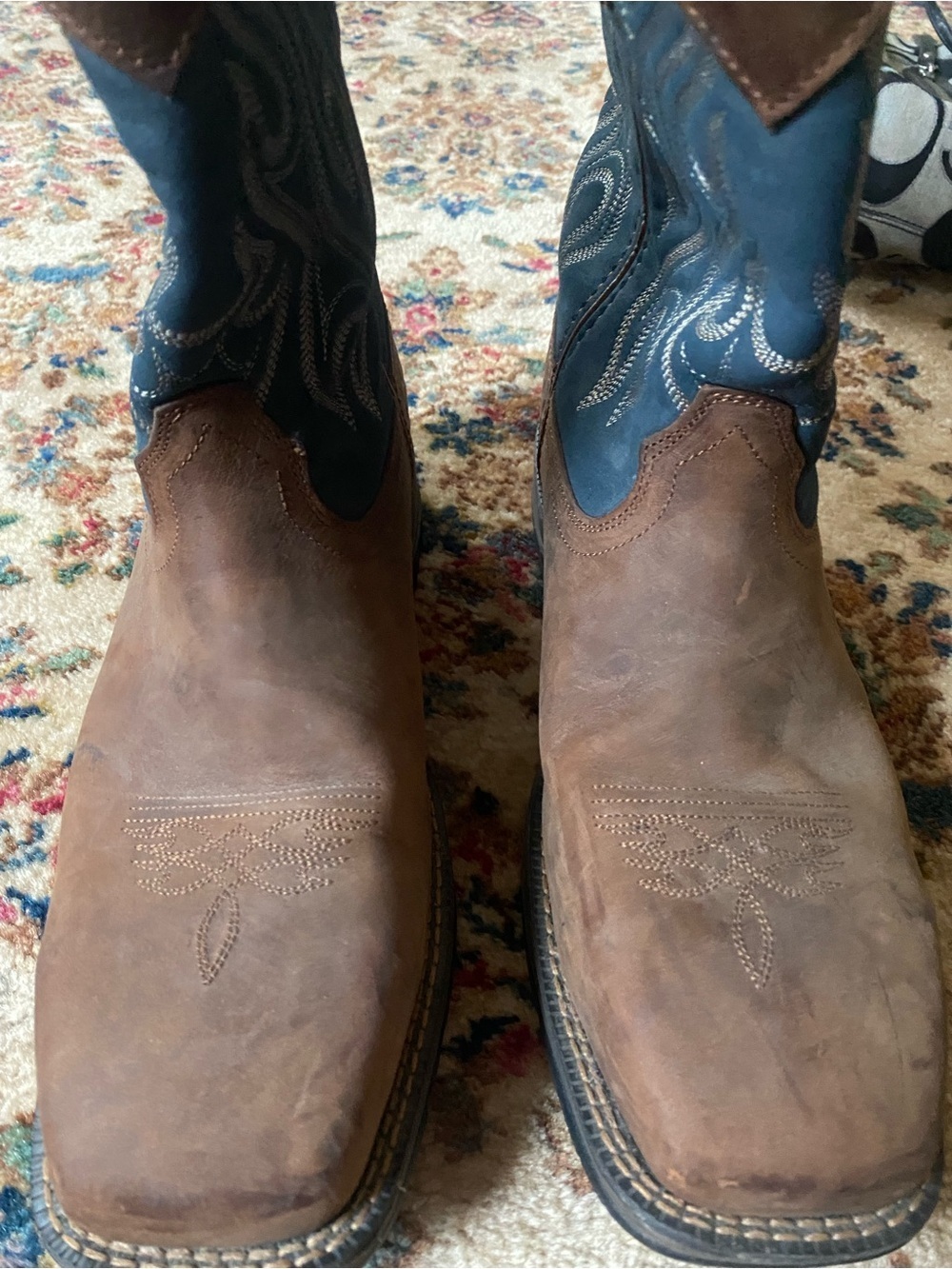 Durango Brown Foot with Navy Shaft Western Work Boot Rebel 11 1/2